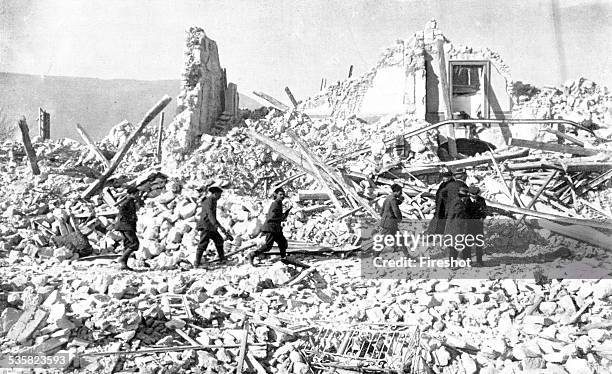 Italy, 1915. Earthquake in Avezzano and Marsica. Avezzano the rubble after the earthquake. The Marsica earthquake of 1915 was a dramatic event...