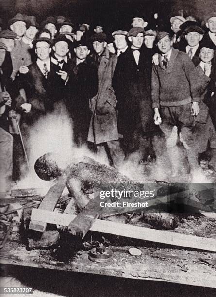 Photograph showing the body of Will Brown after being burned by a white crowd. The Omaha Race Riot occurred in Omaha, Nebraska, on September 28 29,...