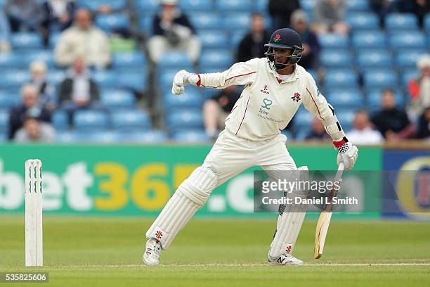 Haseeb Hameed of Lancashire bats during day two of the Specsavers County Championship: Division One match between Yorkshire and Lancashire at...
