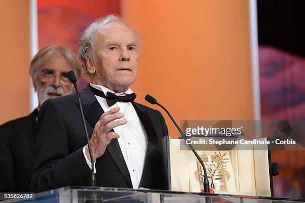 Jean Louis Trinitignant onstage at the Closing Ceremony, during the 65th Annual Cannes Film Festival.