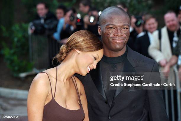 Model Tyra Banks and singer Seal attend the World Music Awards on May 8, 1996 in Monaco, Monaco.