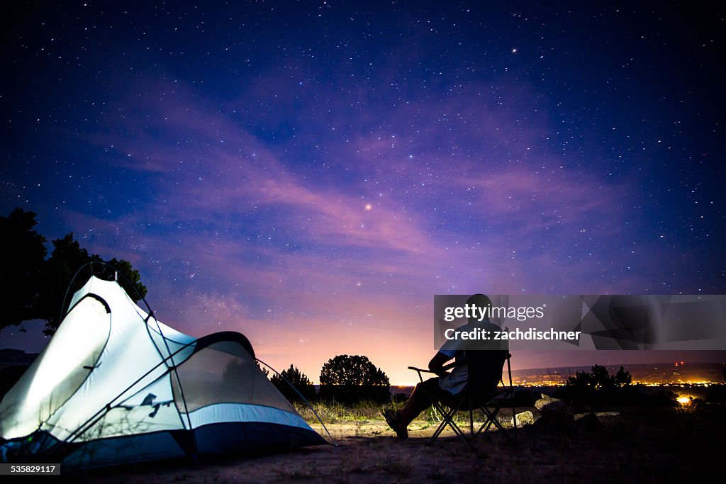 Camping at night