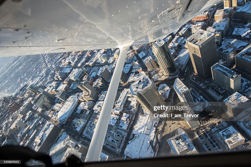 Canada, Manitoba, Winnipeg, Aerial view of city center