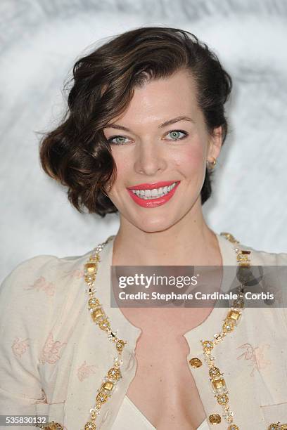 Milla Jovovich attends the Chanel Haute-Couture Show as part of Paris Fashion Week Fall / Winter 2012/13 at Grand Palais.