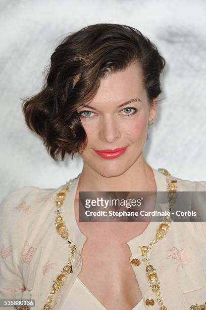 Milla Jovovich attends the Chanel Haute-Couture Show as part of Paris Fashion Week Fall / Winter 2012/13 at Grand Palais.