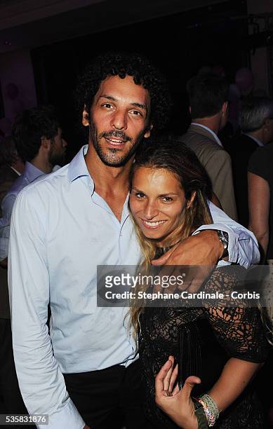 Tomer Sisley and Julie Madar attend the Lacoste Party during the Evian Masters 2012, in Evian.