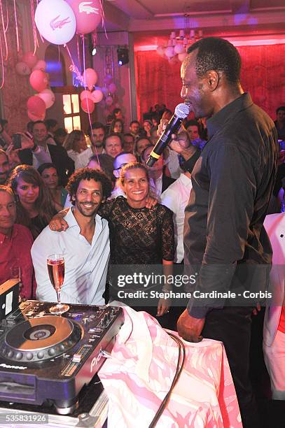 Tomer Sisley, Julie Madar and Mc Solaar attend the Lacoste Party during the Evian Masters 2012, in Evian.