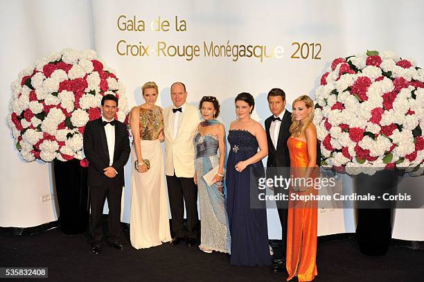 Jean-Leonard Taubert de Massy, Princess Charlene of Monaco, Prince Albert II of Monaco , Elisabeth-Ann de Massy, Melanie Antoinette de Massy, M....