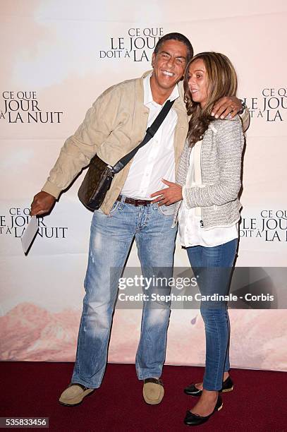 Samy Naceri and Audrey attend Ce que le jour doit a la nuit premiere, in Paris.