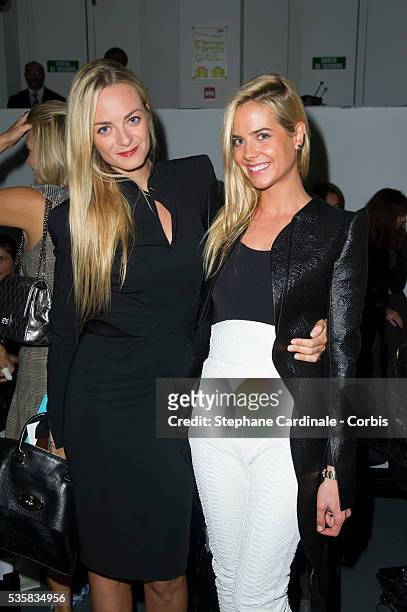 Virginie Courtin-Clarins and Jenna Courtin-Clarins attend the Mugler Spring/Summer 2013 show as part of Paris Fashion Week at Cite de l'Architecture...