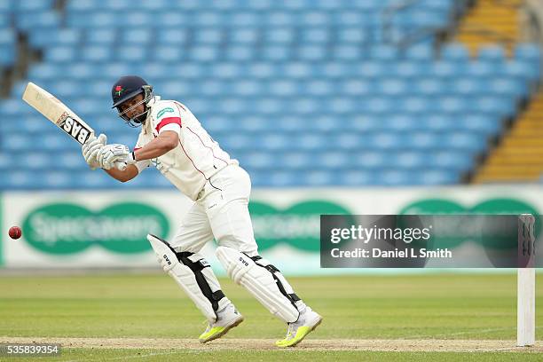 Alviro Petersen of Lancashire bats during day two of the Specsavers County Championship: Division One match between Yorkshire and Lancashire at...