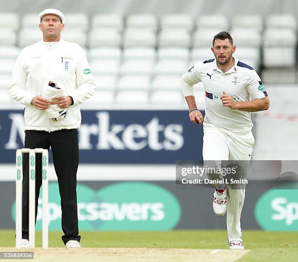 Tim Bresnan of Lancashire bowls during day two of the Specsavers County Championship: Division One match between Yorkshire and Lancashire at...