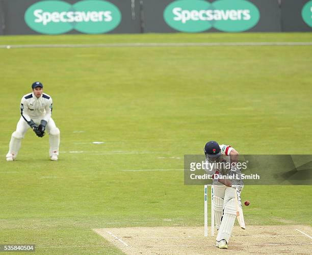 Alviro Petersen of Lancashire trapped LBW during day two of the Specsavers County Championship: Division One match between Yorkshire and Lancashire...
