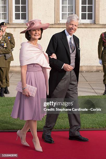Prince Nicolaus of Liechtenstein and Princess Margaretha of Liechtenstein attend the wedding ceremony of Prince Guillaume of Luxembourg and Princess...