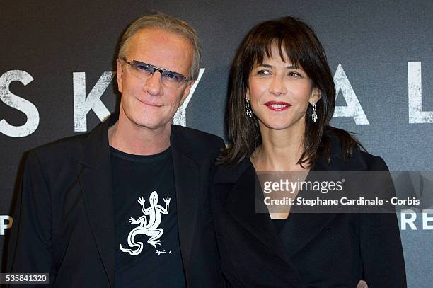 Christophe Lambert and Sophie Marceau attend the premiere of the latest James Bond Skyfall at Cinema UGC Normandie, in Paris.