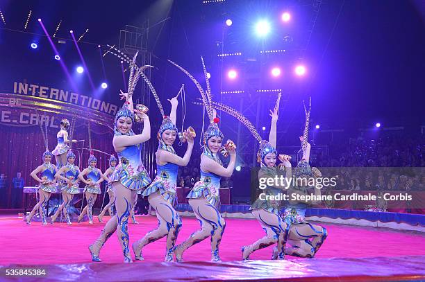 Circus artists perform during the opening ceremony of the Monte-Carlo 37th International Circus Festival, in Monaco.
