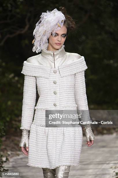 Model walks the runway during the Chanel Spring/Summer 2013 Haute-Couture show in Paris
