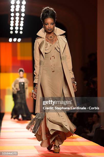 Model walks the runway during the Jean Paul Gaultier Spring/Summer 2013 Haute-Couture show as part of Paris Fashion Week in Paris.