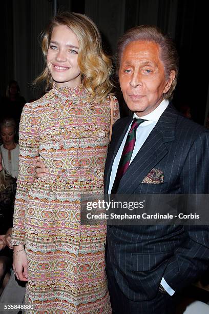 Natalia Vodianova and Valentino Garavani attend the Valentino Spring/Summer 2013 Haute-Couture show as part of Paris Fashion Week at Hotel Salomon de...