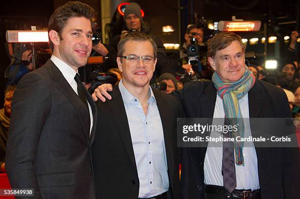 Actor John Krasinski, Director Gus Van Sant and actor Matt Damon attend Promised Land Premiere during the 63rd Berlinale International Film Festival...