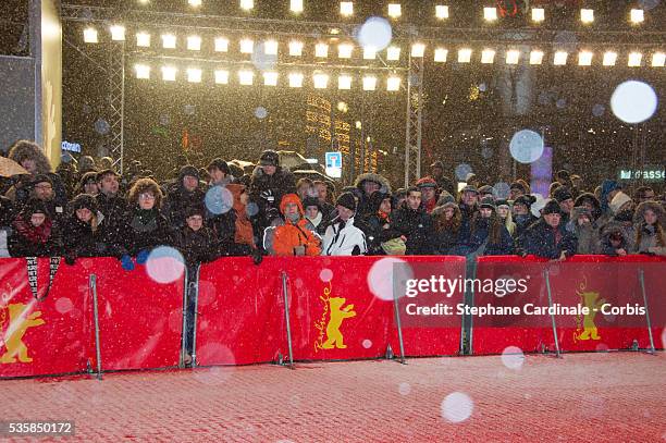 General view of the snow ahead of the Promised Land Premiere during the 63rd Berlinale International Film Festival at Berlinale Palast, in Berlin.