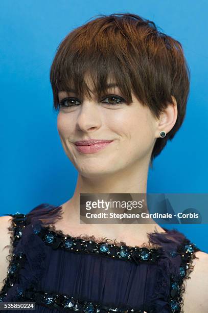 Anne Hathaway attends the Les Miserables Photocall during the 63rd Berlinale International Film Festival at Grand Hyatt Hotel in Berlin.
