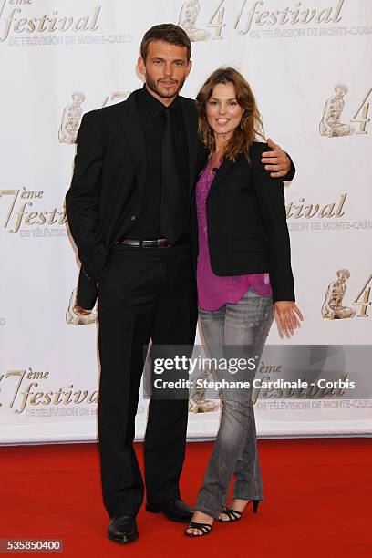 Actors Toinette Laquiere and Arnaud Binard attend the TF1 premiere of "Mystere".