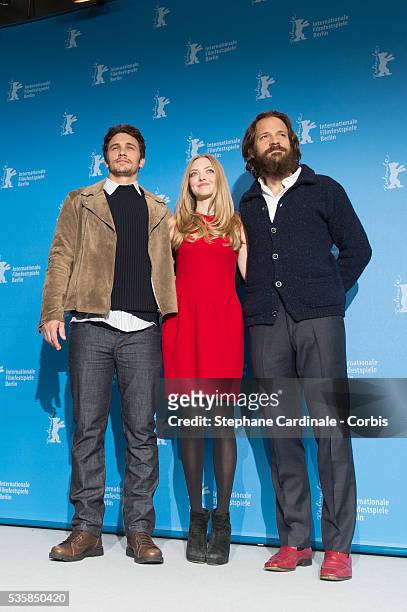 Actors James Franco, Amanda Seyfried and Peter Sarsgaard attend the Lovelace Photocall during the 63rd Berlinale International Film Festival at Grand...