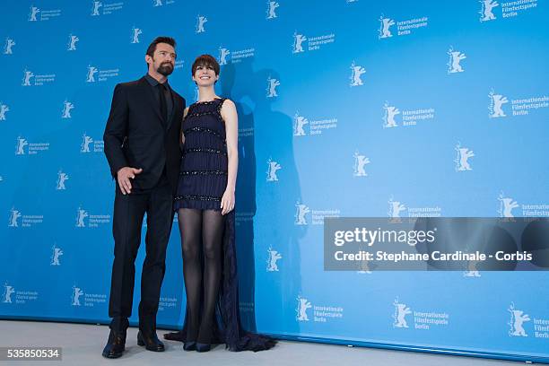 Hugh Jackman and Anne Hathaway attend the Les Miserables Photocall during the 63rd Berlinale International Film Festival at Grand Hyatt Hotel in...