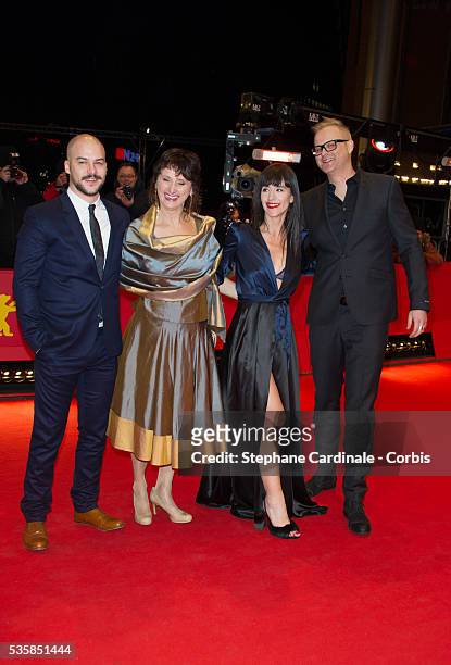 Actors Marc-Andre Grondin, Pierrette Robitaille, Romane Bohringer and director Denis Cote attend the Vic + Flo saw a Bear Premiere during the 63rd...