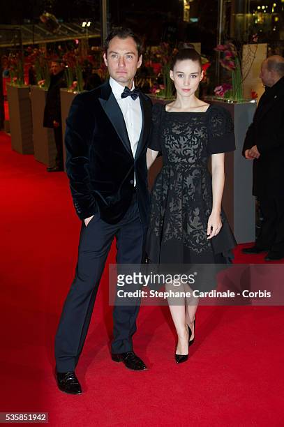 Actor Jude Law and actress Rooney Mara attend the 'Side Effects' Premiere during the 63rd Berlinale International Film Festival at Berlinale Palast,...