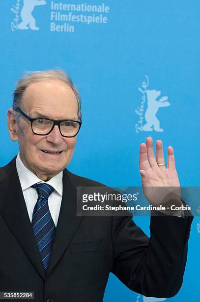 Composer Ennio Morricone attends the 'The Best Offer' Photocall during the 63rd Berlinale International Film Festival, at Grand Hyatt Hotel in Berlin.