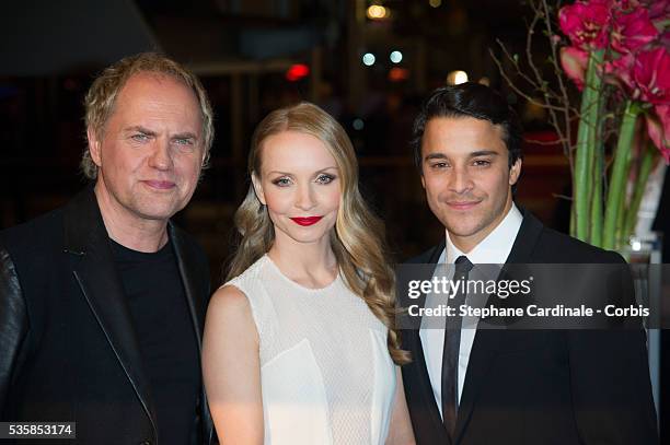 Uwe Ochsenknecht, Janine Reinhardt and Kostja Ullmann attend 'The Croods' Premiere during the 63rd Berlinale International Film Festival at Berlinale...