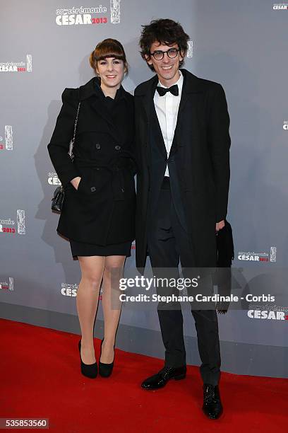 Hugo Gelin and guest arrive at Cesar Film Awards 2013 at Theatre du Chatelet, in Paris.