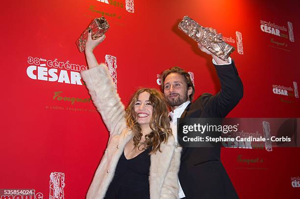 Izia Higelin and Patrick Mille attend the Cesar Film Awards Dinner 2013 at Le Fouquet's, in Paris.