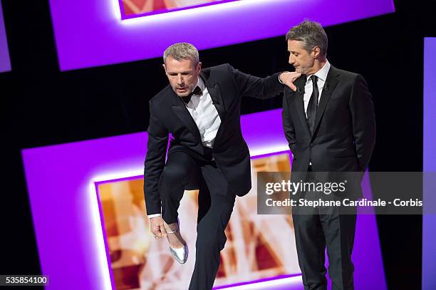 Lambert Wilson and Antoine de Caunes during the Cesar Awards Ceremony 2013 at Theatre du Chatelet, in Paris.