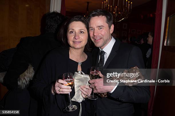 Guillaume de Tonquedec and his wife attend the Cesar Film Awards Dinner 2013 at Le Fouquet's, in Paris.