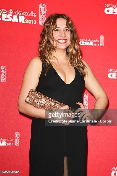 Izia Higelin poses with her trophy after winning the Best Newcomer Actress during the Cesar Film Awards 2013 at Theatre du Chatelet, in Paris.
