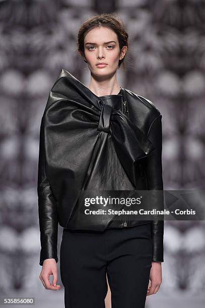 Model walks the runway during the Viktor&Rolf Fall/Winter 2013/14 Ready-to-Wear show as part of Paris Fashion Week, in Paris