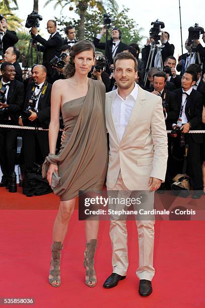 French actor/director Mathieu Kassovitz and his wife Aurore Lagache at the premiere of "Indiana Jones and the Kingdom of the Crystal Skull" during...