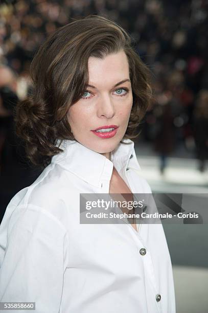 Milla Jovovich attends the Chanel Fall/Winter 2013/14 Ready-to-Wear show as part of Paris Fashion Week at Grand Palais, in Paris.