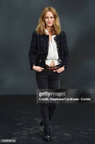 Vanessa Paradis attends the Chanel Fall/Winter 2013/14 Ready-to-Wear show as part of Paris Fashion Week at Grand Palais, in Paris.