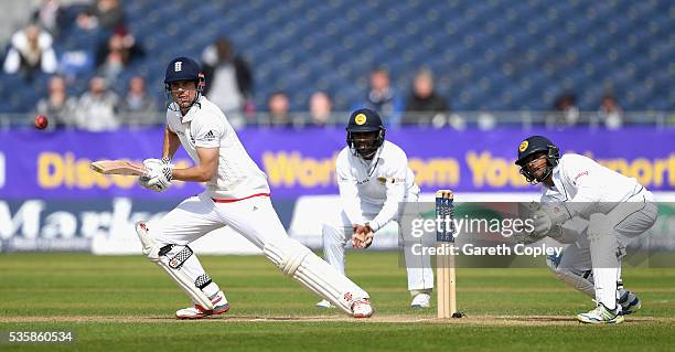 England captain Alastair Cook bats during day four of the 2nd Investec Test match between England and Sri Lanka at Emirates Durham ICG on May 30,...