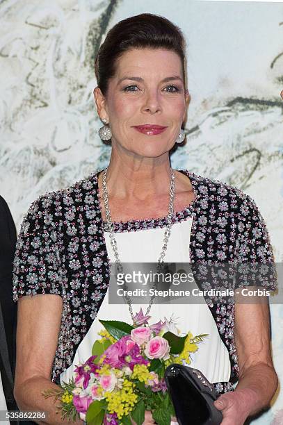 Princess Caroline of Hanover attends the 'Bal De La Rose Du Rocher' in aid of the Fondation Princess Grace on the 150th Anniversary of the SBM at...