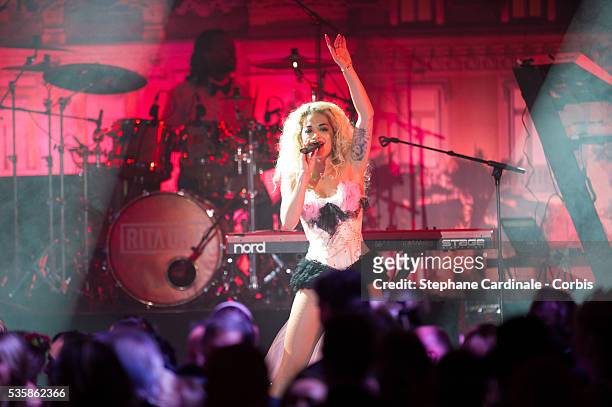 Rita Ora performs during the 'Bal De La Rose Du Rocher' in aid of the Fondation Princess Grace on the 150th Anniversary of the SBM at Sporting...