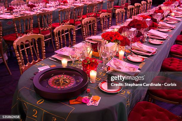 General view of atmosphere is seen prior the 'Bal De La Rose Du Rocher' in aid of the Fondation Princess Grace on the 150th Anniversary of the SBM at...