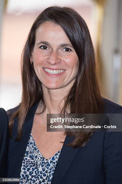 French Culture Minister Aurelie Filippetti during the 'Chevalier De L'Ordre Des Arts Et Des Lettres' Ceremony, at Ministere de la Culture in Paris.