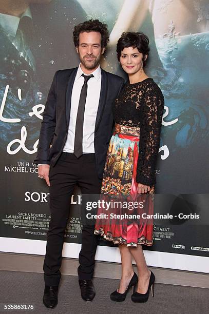 Audrey Tautou and Romain Duris attend the 'L'Ecume Des Jours' Paris Premiere at Cinema UGC Normandie, in Paris.