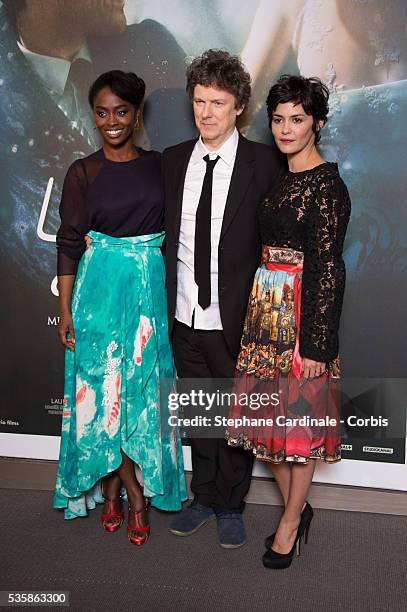 Aissa Maiga, Michel Gondry and Audrey Tautou attend the 'L'Ecume Des Jours' Paris Premiere at Cinema UGC Normandie, in Paris.