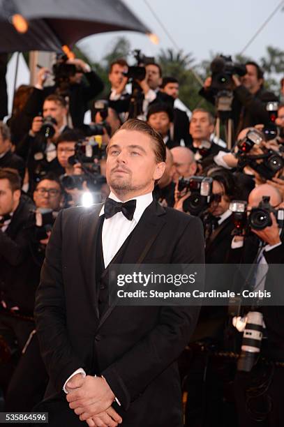 Leonardi DiCaprio attends the Opening Ceremony and 'The Great Gatsby' Premiere during the 66th Cannes International Film Festival.